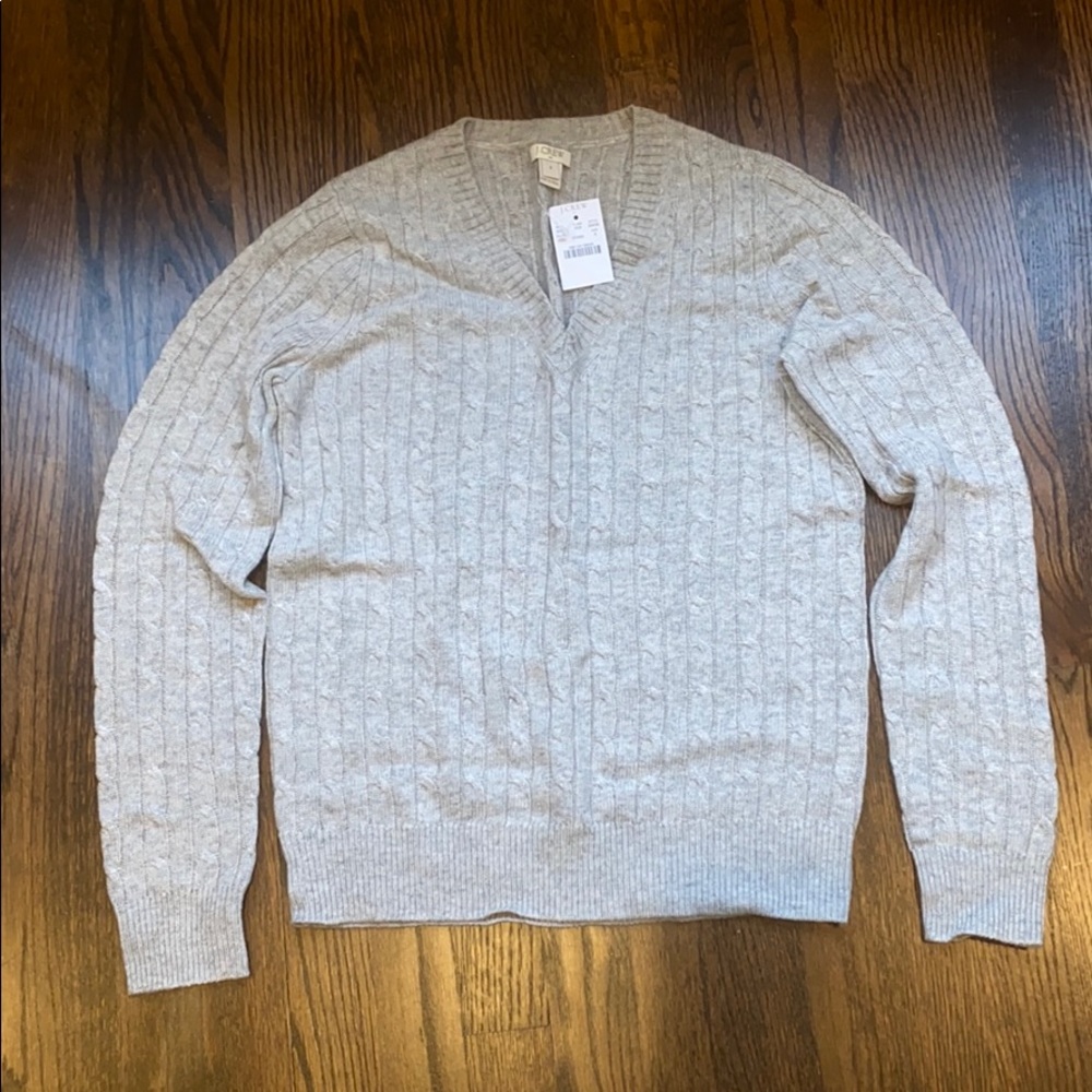 J Crew Cable knit gray sweater